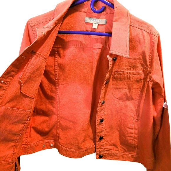Peach Denim Jacket Croft and Barrow Womens Cotton Button-Up Jacket Size 14 JH687 - Picture 2 of 4